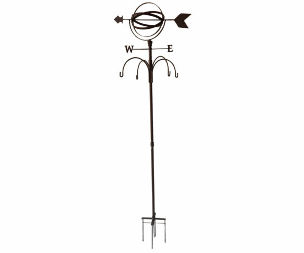 Small 4 Hook Hanger w/ Globe & Weather Vane